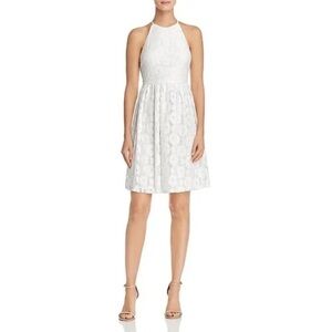 New Aqua White Lace Halter Mink Dress